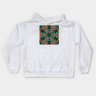 Mosaic Mandala Flower Blue and Orange Kids Hoodie